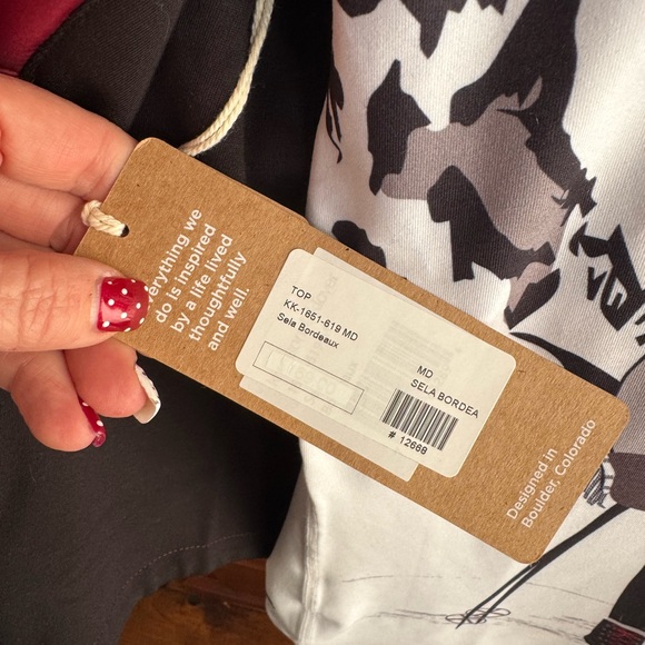 Krimson Klover Quarter Zip Top with Ski Motif and Reversible Coordinating Vest - Picture 8 of 9